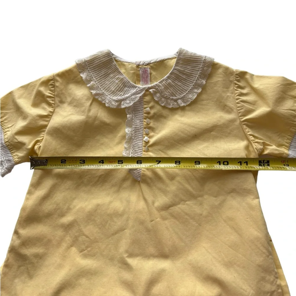 Miss L. Brogan Inc. New York Vintage Yellow Lace Cotton Romper Pearl Button Snap - Picture 13 of 15